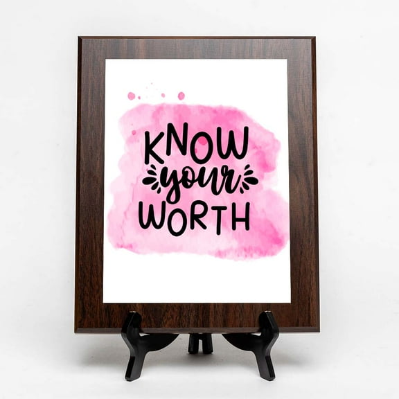 Know Your Worth, Wooden Frame 8x10 Decorative Wall Plaque (Full Color) | Positive Affirmation Inspiration Décor