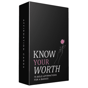 Know Your Worth Daily Affirmation Cards - 75 Bold Affirmations for Confidence & Self-Love - Portable & Simple Mindset Reset Tool
