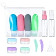 Knowbie 14 Pack Travel Bottles Jars Set for Toiletries, TSA Approved Travel Containers Leak Proof Silicone Squeezable 1oz 3oz for Shampoo Conditioner Body Wash Lotion