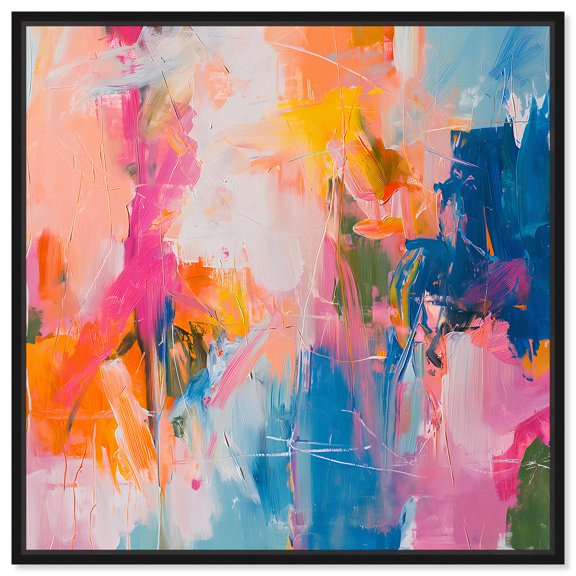 Knowing You Canvas Modern Color Abstract by Art Remedy, Black Frame, 30" x 30"