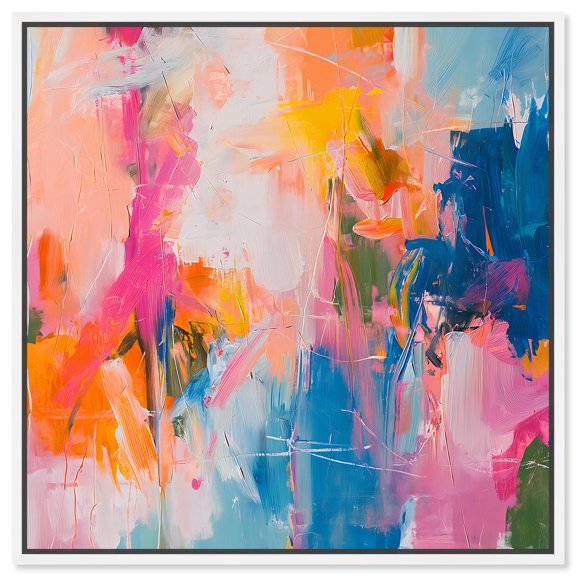 Knowing You Canvas Modern Color Abstract by Art Remedy, White Frame, 40" x 40"