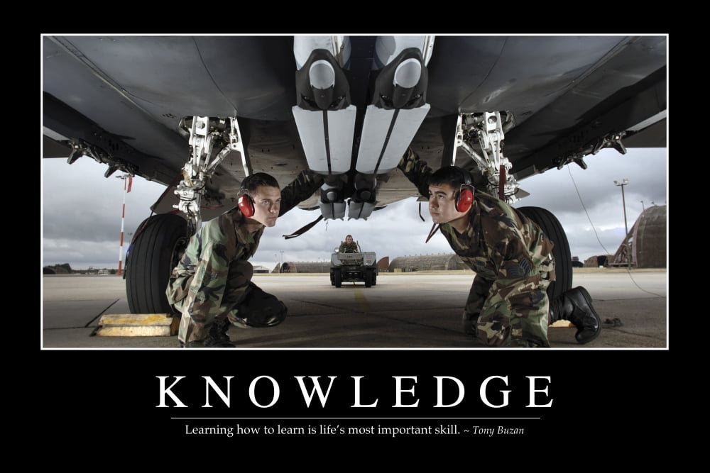 Knowledge Inspirational Quote and Motivational Poster Canvas Art - Stocktrek Images (34 x 23)