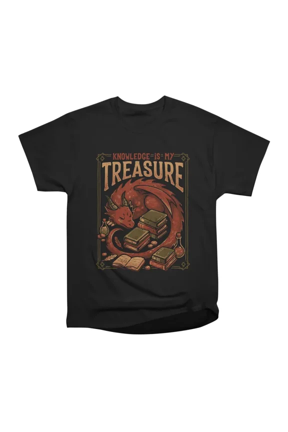 Knowledge Is My Treasure Cute Dragon T-Shirt Tee Gift For Him Merch For Her Apparel For Fr