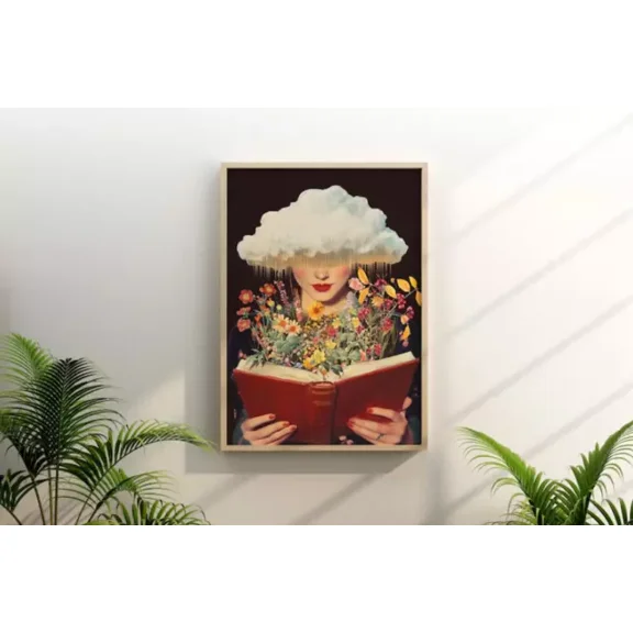 Knowledge Is Power (Book Lover Print Retro Surreal Art Collage Art Home Decor Vintage Art Print Cute Birthday Gift Wall Art
