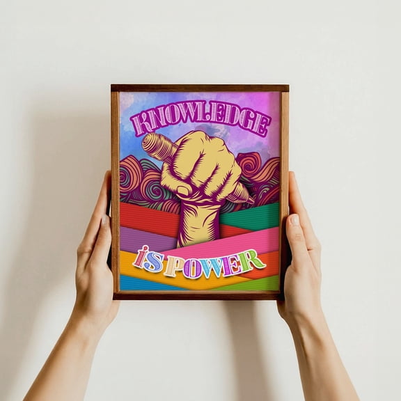 Knowledge Is Power Inspirational Quote Educational Students Teacher Poster , Poster Print Only
