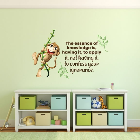 Knowledge Monkey Animal Life Quote Cartoon Quotes Decors Wall Sticker Art Design Decal for Girls Boys Kids Room Bedroom Nursery Kindergarten Home Decor Stickers Wall Art Vinyl Decoration (8x10 inch)