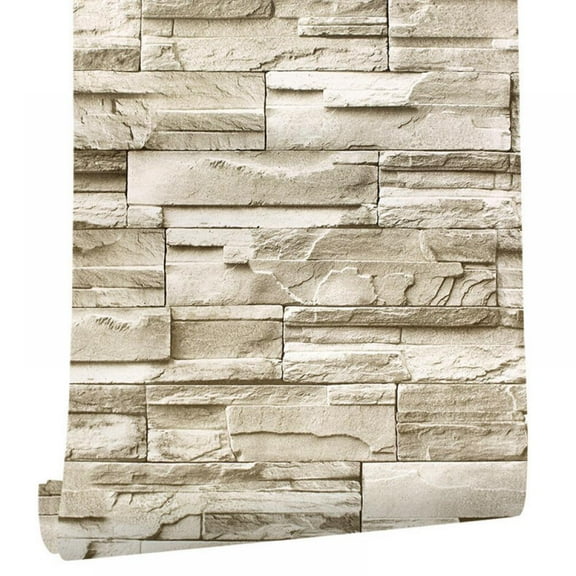 Knowza Beige Brick Peel & Stick Wallpaper 1.5x19.7ft