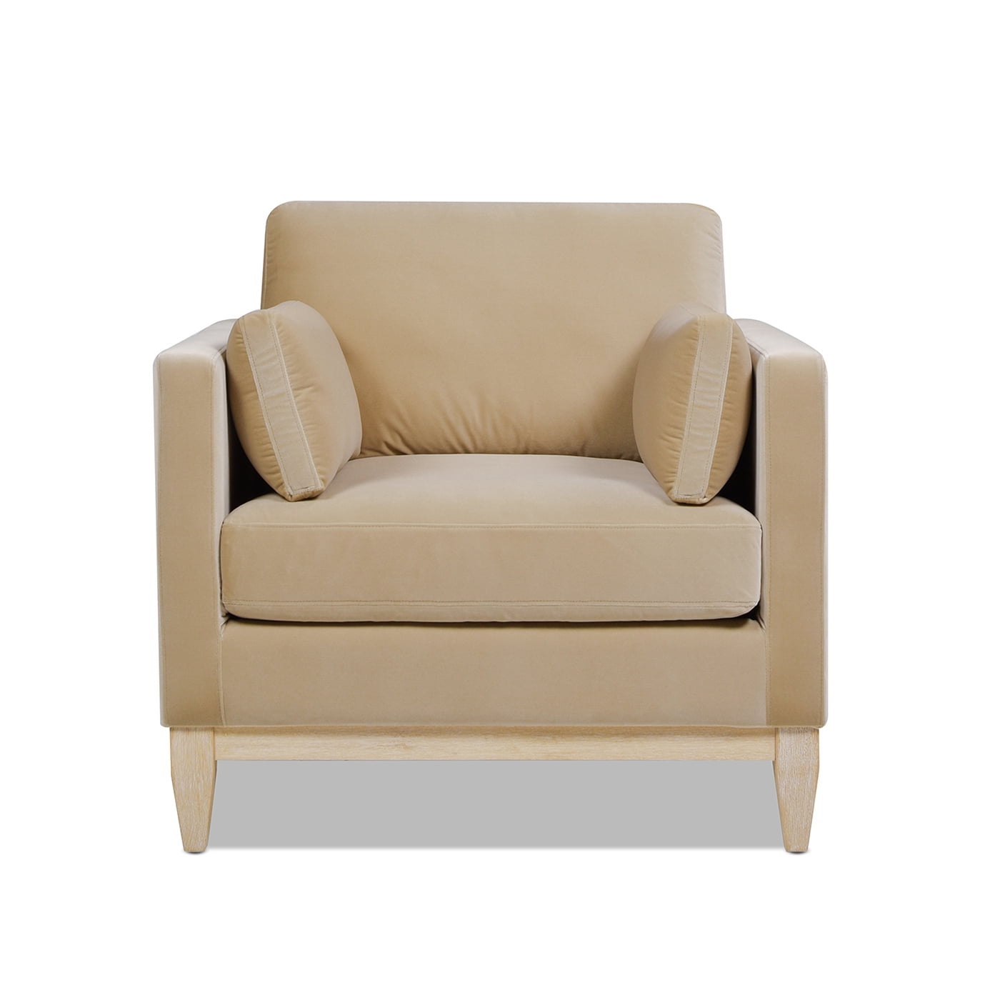 Knox 36" Fawn Brown Velvet Armchair with Wood Base
