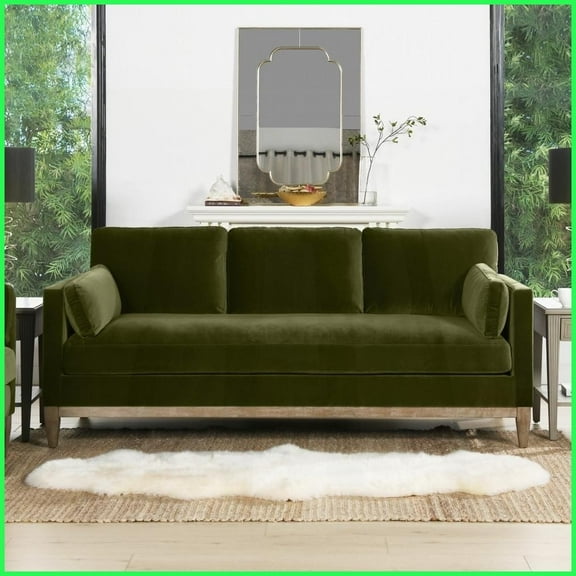 Knox 84" Modern Farmhouse Olive Green Performance Velvet Sofa Pet-Friendly Living Room Comfort