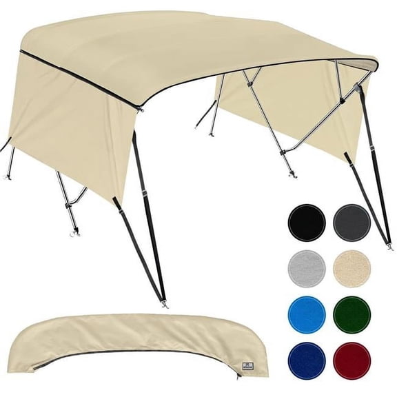 Knox B42-T42E-E4 67-72 in. Universal 4 Bow Bimini Tops for Boats with Detachable Sidewalls, Sand