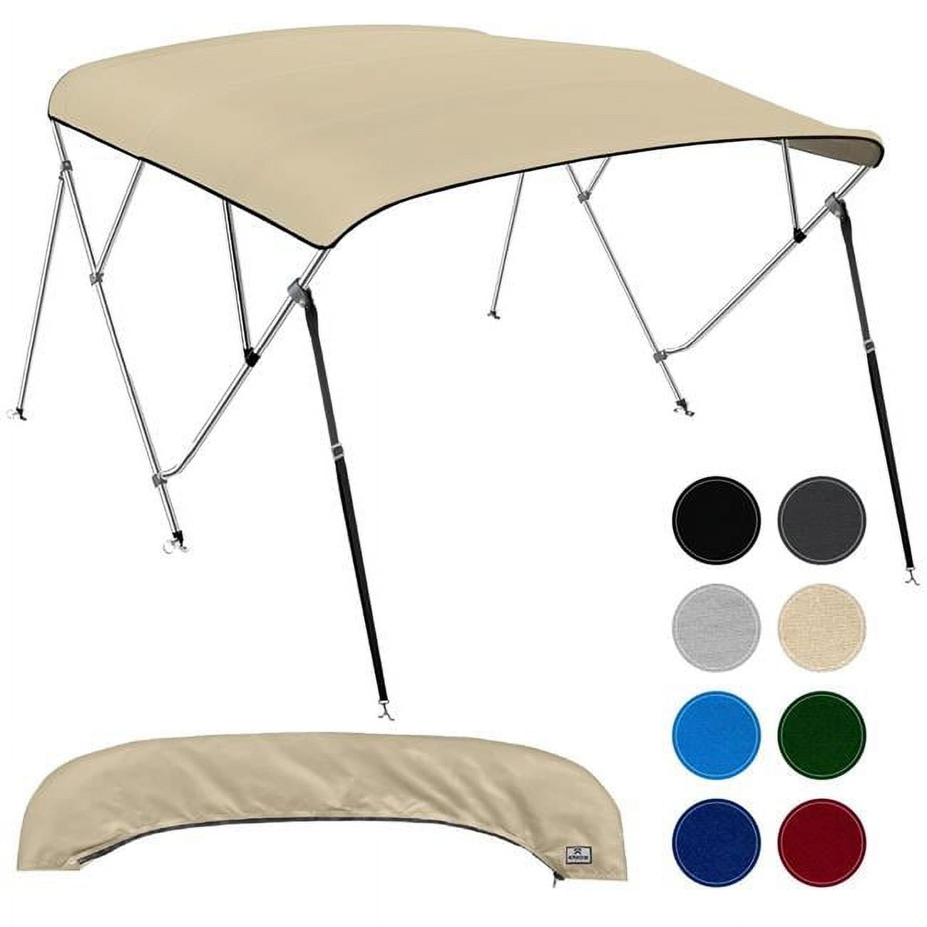 Knox B43-T43E 73-78 in. Bass Boat 4 Bow Bimini Tops for Boats, Sand