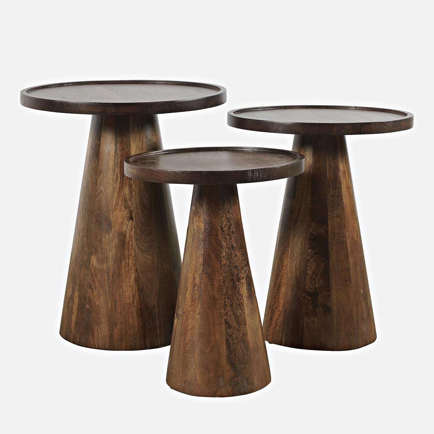 Knox Century Modern Solid Hardwood Pedestal Round Accent End Nesting