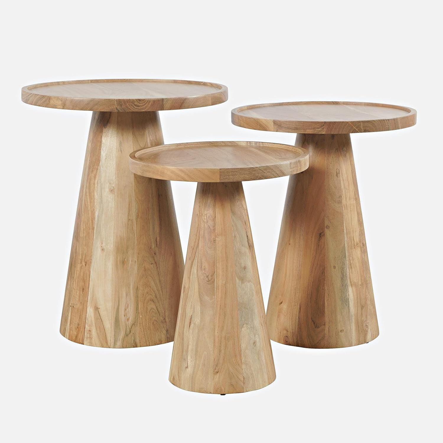 Knox Century Modern Solid Hardwood Pedestal Round Accent End Nesting