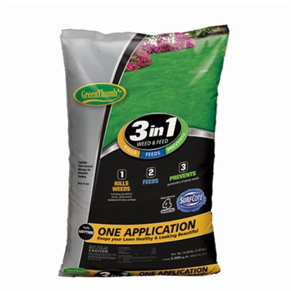 Knox Fertilizer  5000 sq ft. Green Thumb Coverage, 3-in-1 Fertilizer Weed & Feed & Crabgrass Preventer