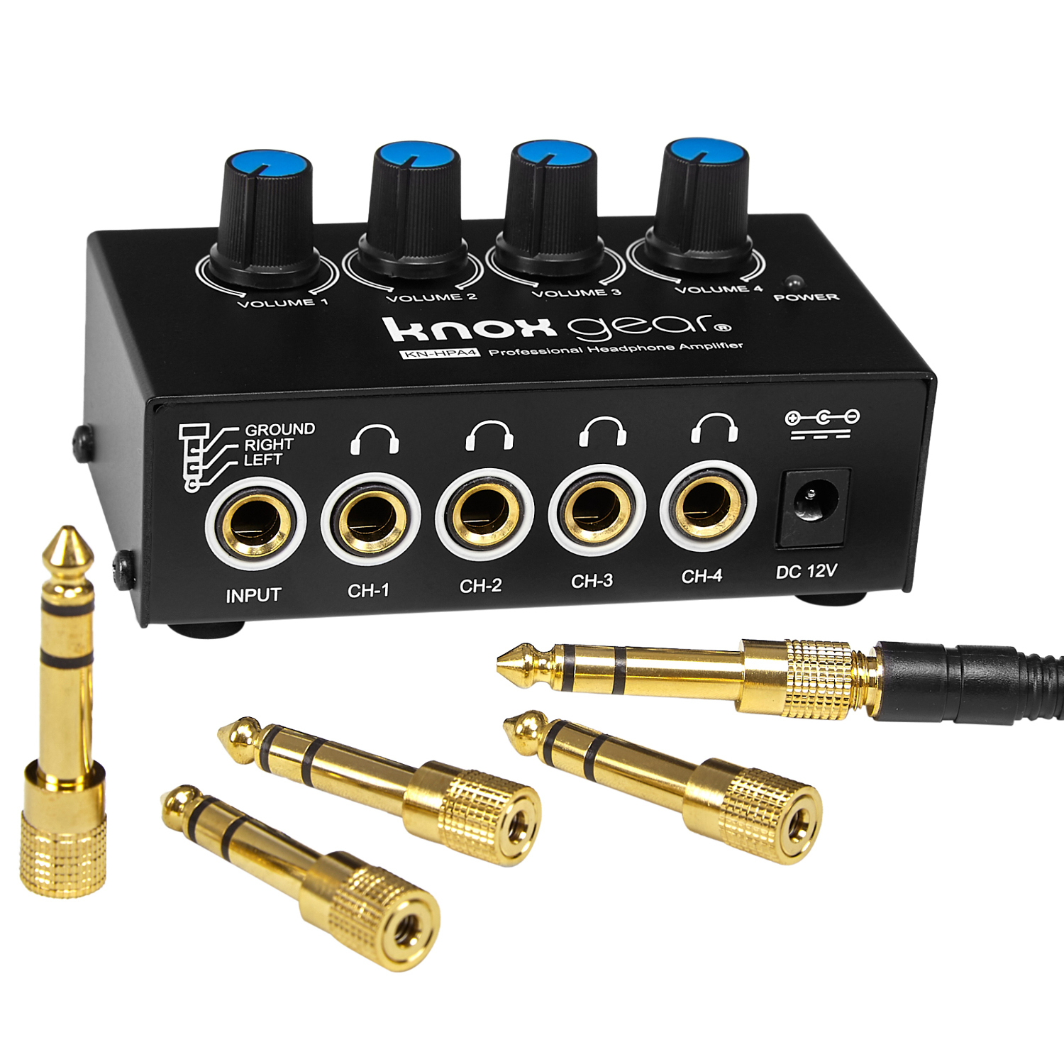 Knox Gear Compact 4-Channel Stereo Headphone Amplifier with DC 12V Power Adapter - image 1 of 6