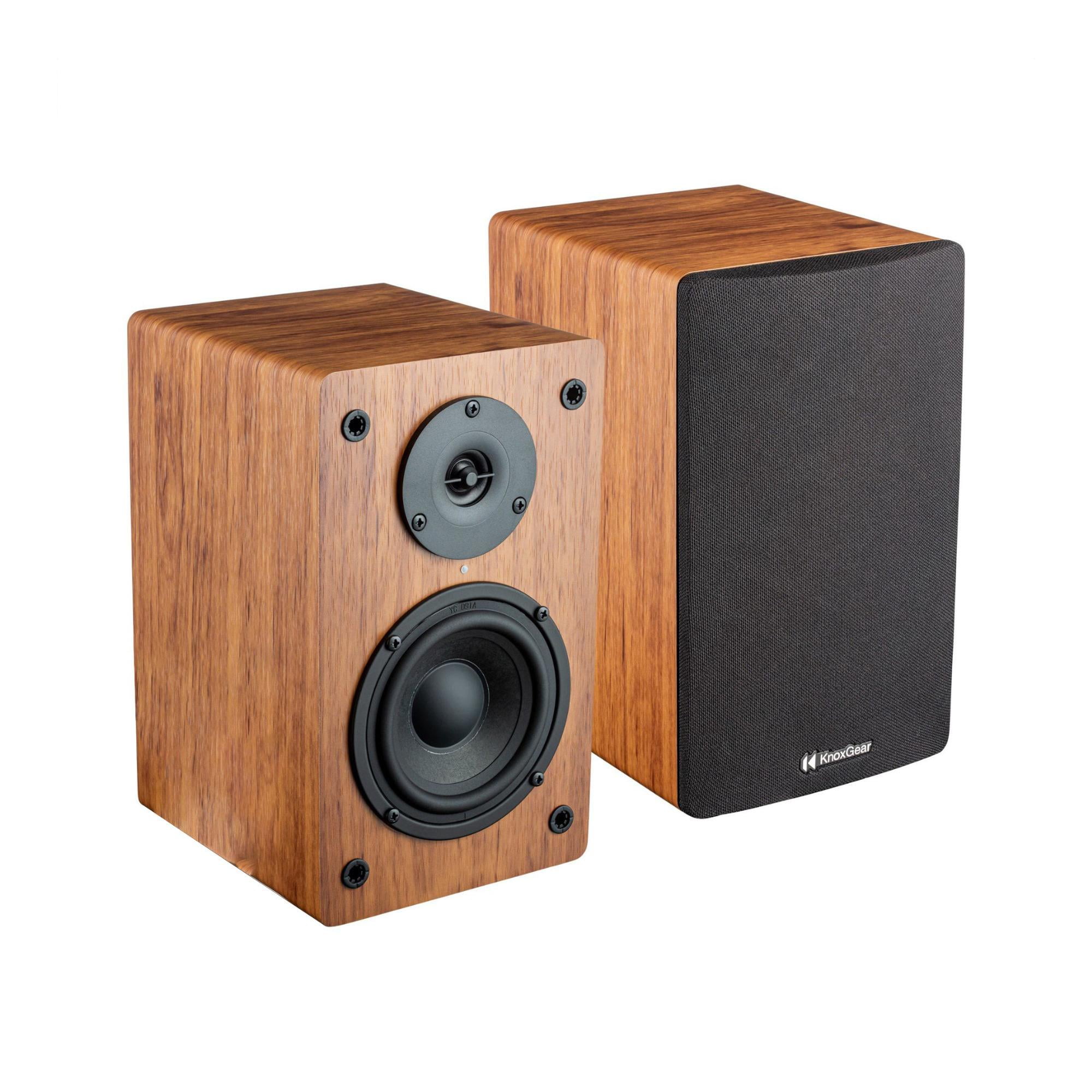Powered Bookshelf Speakers With Bluetooth Free Shipping! Knox Gear LP1 Powered Bookshelf Bluetooth Speakers (Wood