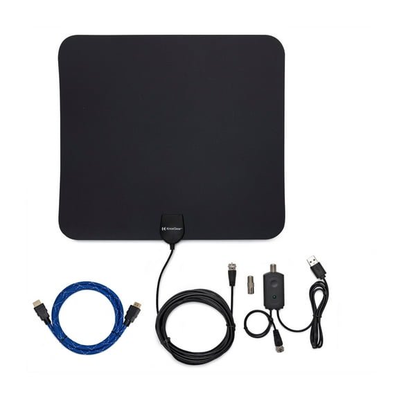 Knox Gear Ultra Thin Digital HDTV Antenna with Nylon-Braided 4K HDMI Cable