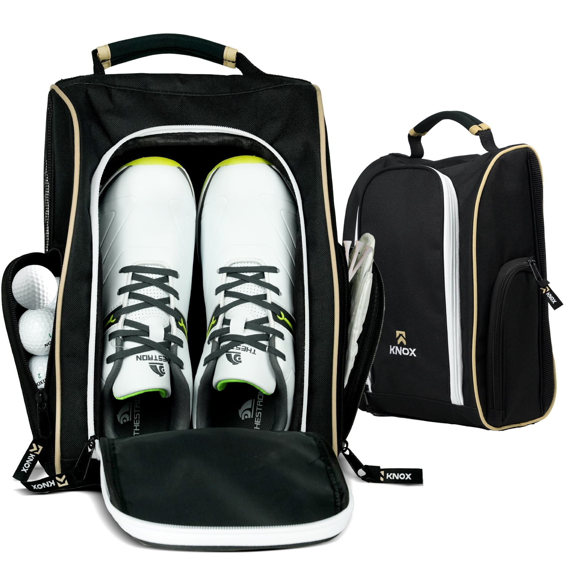 Knox KNB020 Golf Shoe Bag with Ventilation & Double Side Pockets for Socks, Tees, Golf Balls