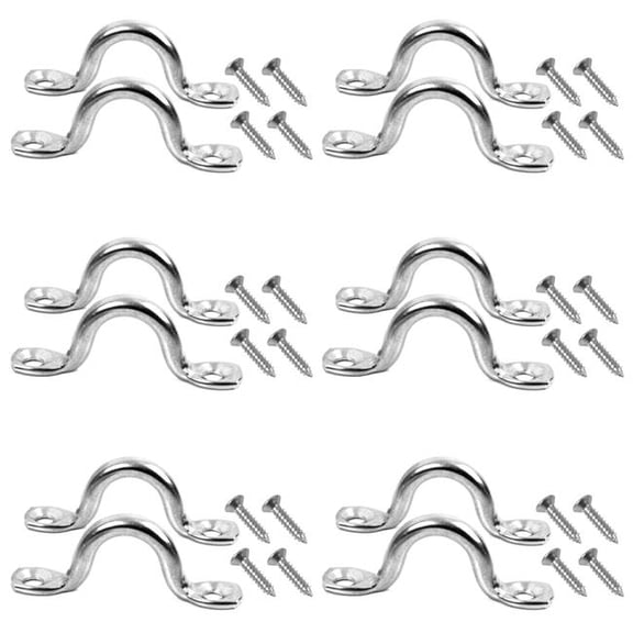 Pad Eye Loops for Bimini Tops, 316 Stainless Steel, Tie Down Loop, Boat Deck Saddle, Bimini Hardware Fitting, Tie Down Anchor Point, Footman's Loop, Eye Straps for Kayak and Canoe Rigging 12-Pack