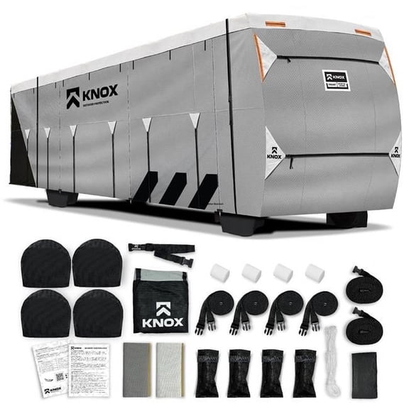 Knox RVAG7N 37-40 ft. 3rd Gen Anti-Tear 7 Layer APEX Fabric Class A Motorhome RV Cover, Gray
