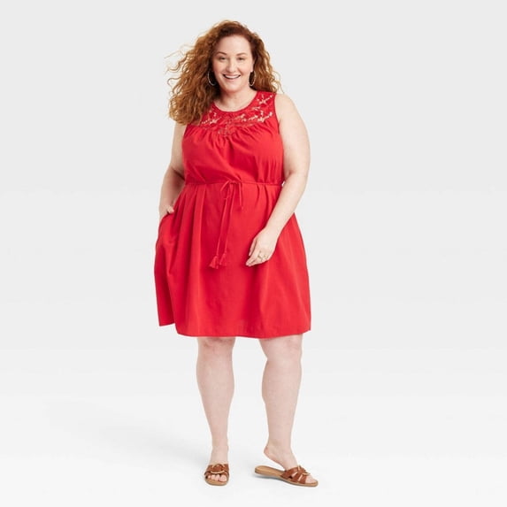 Knox Rose Berry Red Tank Dress Women's Sleeveless Size XXL