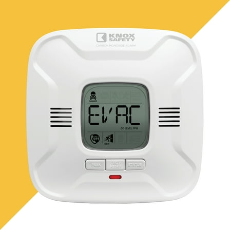 Knox Safety Battery Operated Carbon Monoxide Detector, Voice Alert & Display, 10-Year Lithium Power