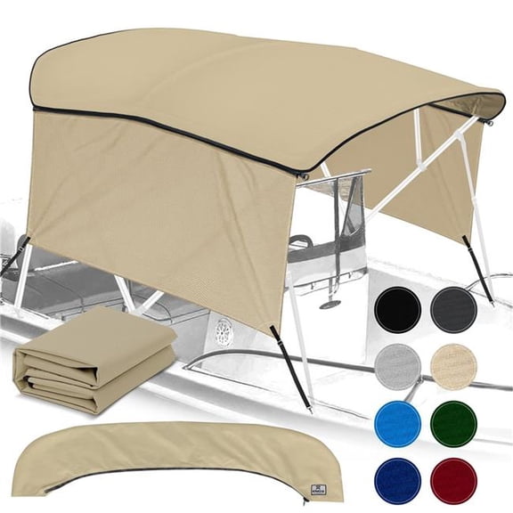 Knox T40E-E4 54-60 in. Universal 4 Bow Bimini Top Replacement Canvas & Detachable Sidewalls with Storage Boot, Sand