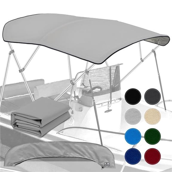 Knox T40F 54-60 in. Universal 4 Bow Bimini Top with Zip-On Storage Boot for Boats, Light Gray