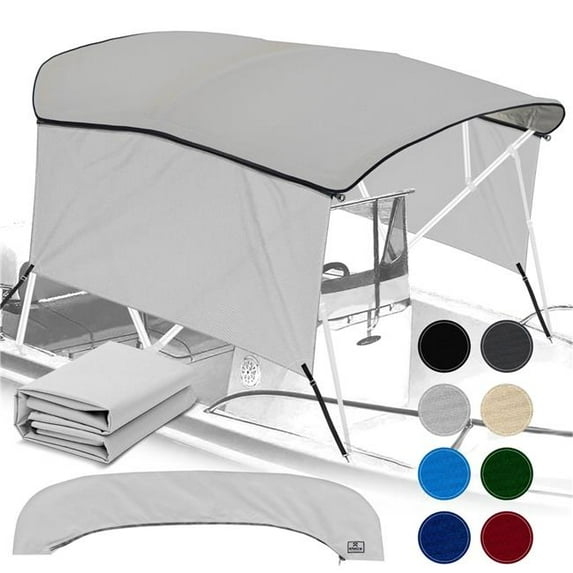 Knox T44F-F4 79-84 in. Universal 4 Bow Bimini Top Replacement Canvas & Detachable Sidewalls with Storage Boot, Light Gray