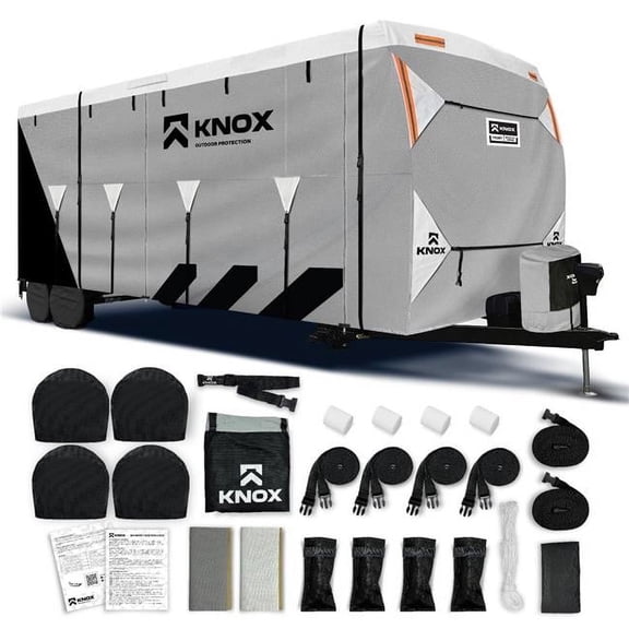 Knox TTH20N 18-20 ft. 3rd Gen Anti-Tear 7 Layer APEX Fabric Travel Trailer Cover, Gray