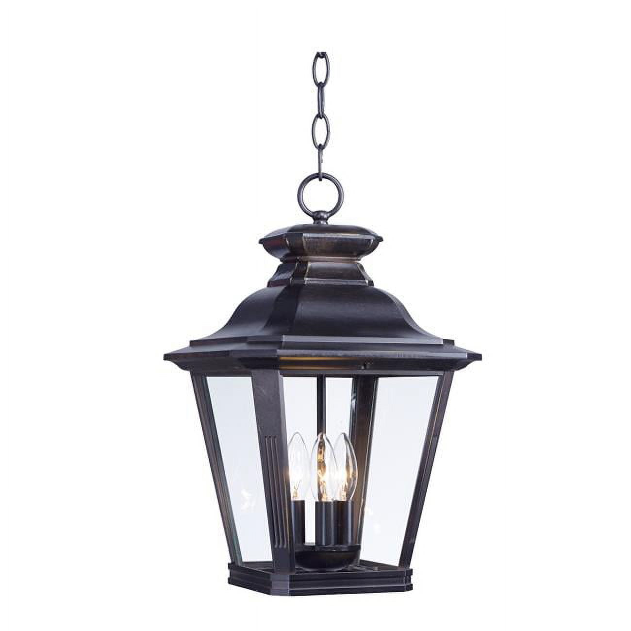 Knoxville Bronze 3-Light Outdoor Hanging Lantern with Clear Glass