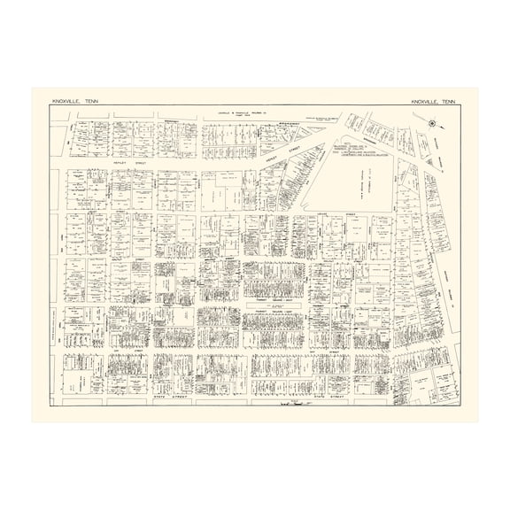 Knoxville Art, 1929 Vintage Map of Downtown Knoxville Tennessee, TN History Wall Decor Gift, Old Knoxville Map - 24" x 18" Unframed Print