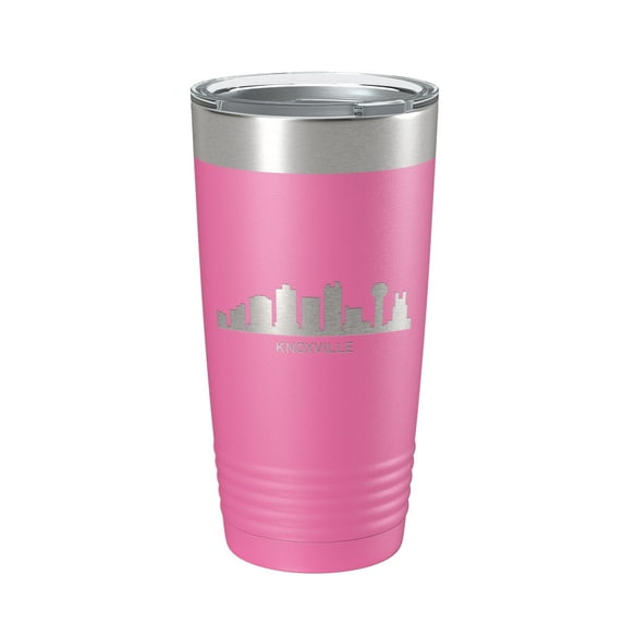 Knoxville TN City Skyline Tumbler Tennessee Travel Mug Sunsphere Insulated Laser Engraved Coffee Cup 20 oz Pink