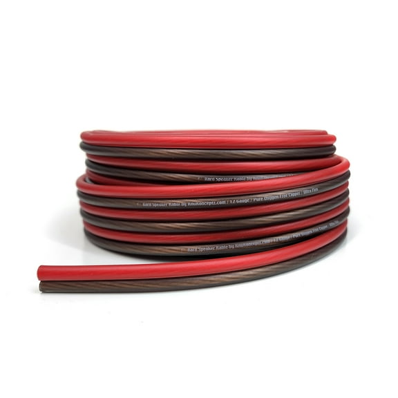 KnuKonceptz Kord Speaker Kable 12 Gauge Oxygen Free Copper Speaker Wire 50' Red/Black