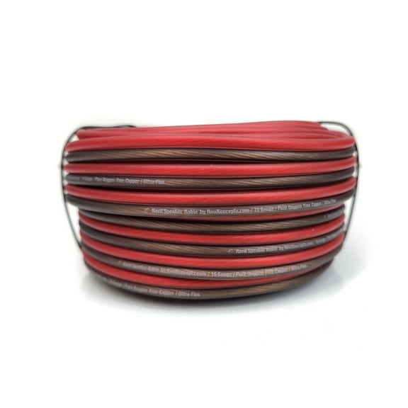 KnuKonceptz Kord Speaker Kable 16 Gauge Oxygen Free Copper Speaker Wire 50' Red/Black