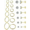 thumbnail image 1 of Knubmt 12 Pairs 316L Stainless Steel Earring Set 14K Gold Plated Hoop Earrings Flat Back Stud Earrings for Women Men, Gold, 1 of 6