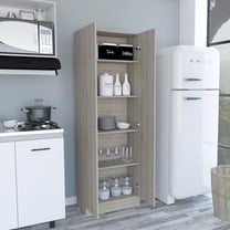 Knubmt 2 Doors Kitchen Pantry Cabinet with 5 Shelves, Storage Cabinet for Living Room, Dining Room, Kitchen, Light Gray