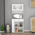 thumbnail image 1 of Knubmt 2 Doors Storage Cabinet with 1 Drawer and Open Shelves and 3 Side Shelves, Perfect for Kitchen, Dining Room, White, 1 of 8