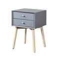 thumbnail image 1 of Knubmt 2 Drawers Bedside Table with and Wood Legs, Mid Century Modern Wood Nightstand for Bedroom, Office, Living Room, Gray, 1 of 6