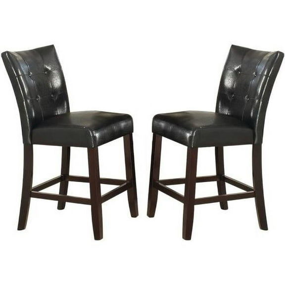 Knubmt 2 Pack Black Faux Leather Wood Frame Dining Chair