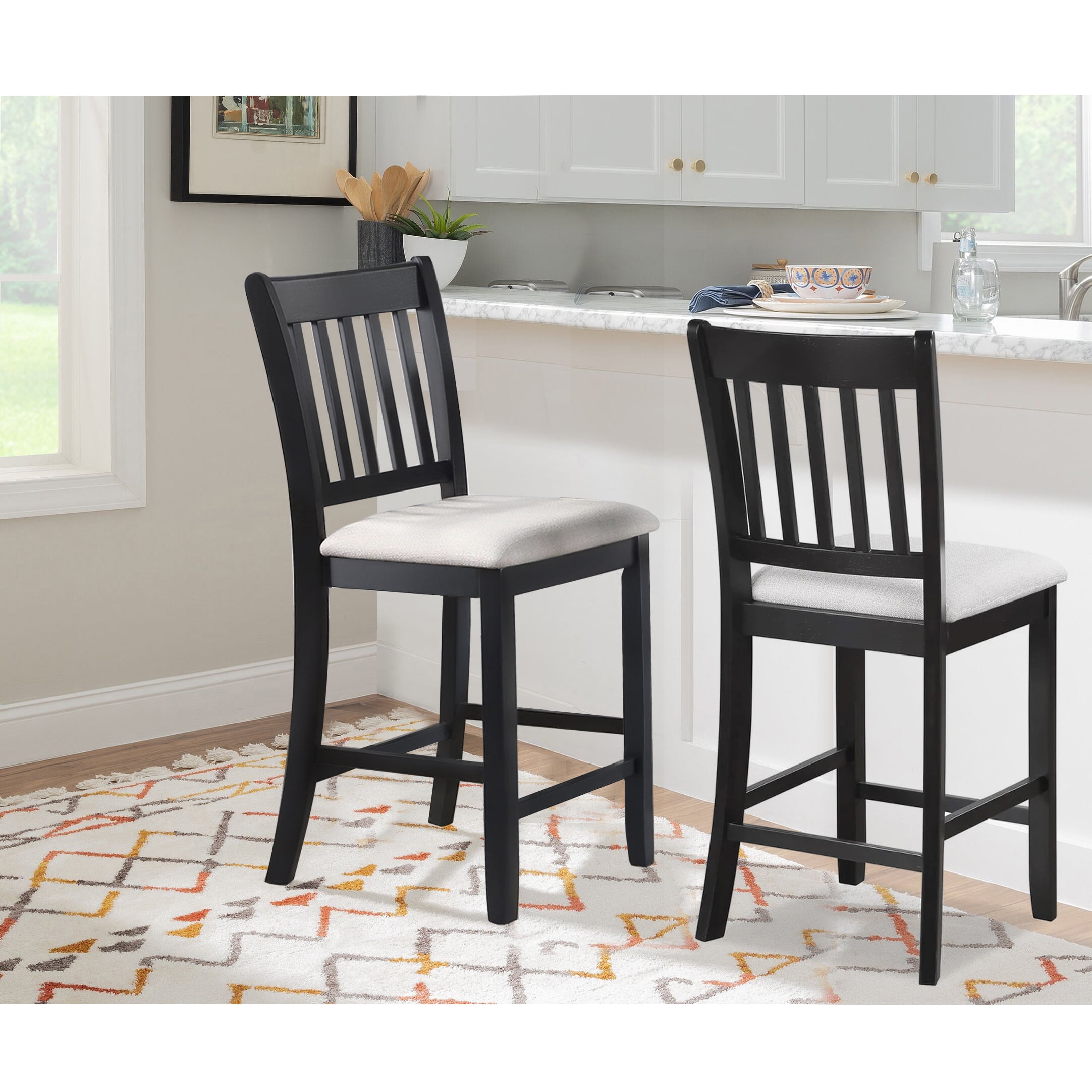 Knubmt 2 Pack Counter Height Wood Frame Dining Chair for Kitchen, Bar ...