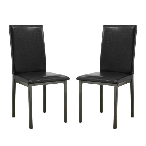 Knubmt 2 Pack Faux Leather Upholstered Armless Side Chair Dining Chair for Living Room, Dining Room, Office, Black