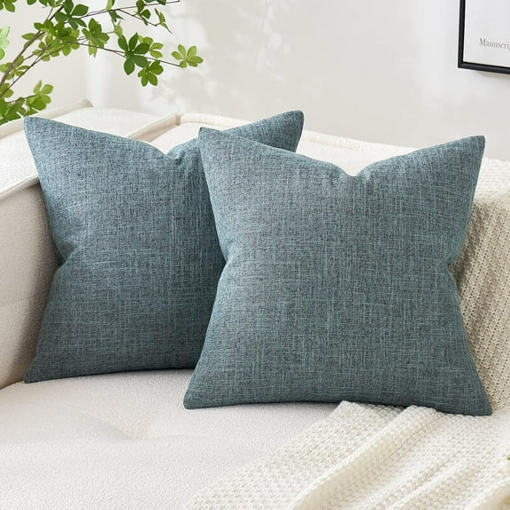 Knubmt 2 Pcs Linen Throw Pillow Covers with Zipper, Decorative Pillows Case Square Cushion Covers for Sofa Couch Bed Living Room, 20x20 inch