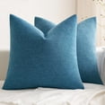 thumbnail image 1 of Knubmt 2 Pcs Solid Decorative Throw Pillow Covers Soft Linen Cushion Cases Square Pillowcase for Couch Sofa Bed, 22x22 Inch, 1 of 7