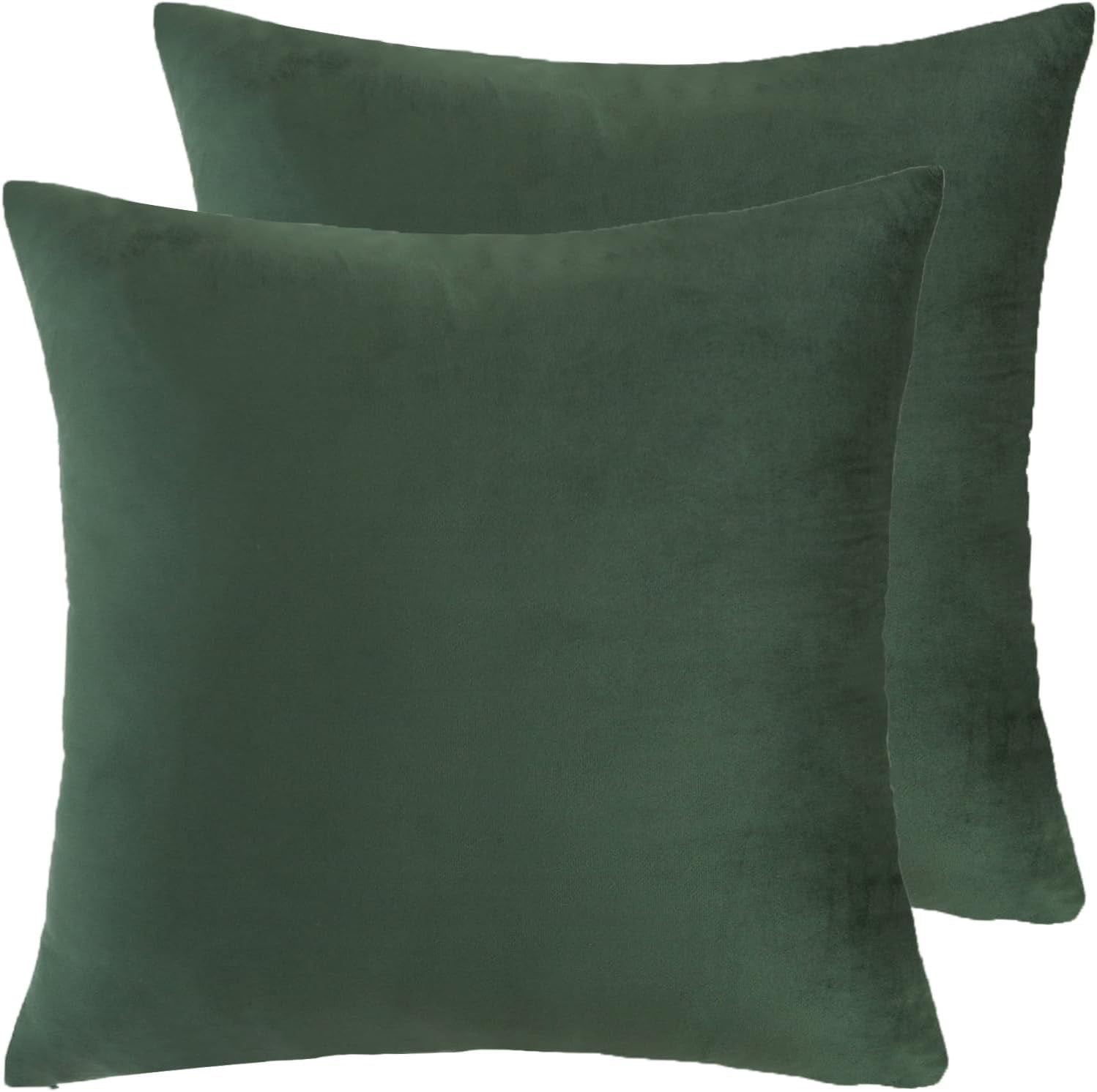 Emerald Green Velvet 18x18 Euro Throw Pillow Covers Set