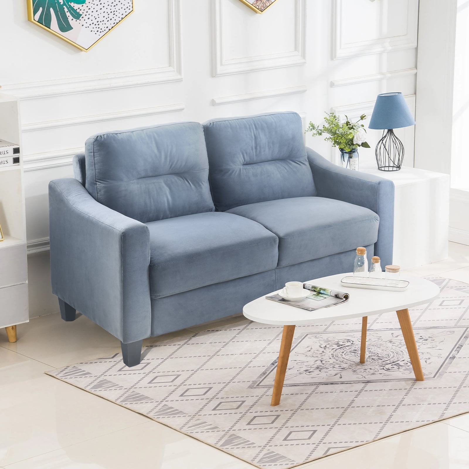 Knubmt 2 Seater Loveseat Couch Sofa for Living Room Bedroom Office ...