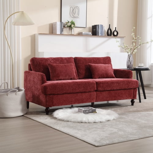 Knubmt 2 Seater Loveseat Sofa with Wood Legs, Upholstered Fabric Sofa ...