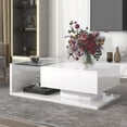 thumbnail image 1 of Knubmt 2 Tier Rectangle Center Table, Tempered Glass Tabletop Coffee Table for Living Room, Office, White, 1 of 9