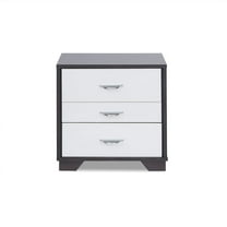 Knubmt 3 Drawers Beside Table with Handle, Wood Nightstand for Living Room, Bedroom, White   Black