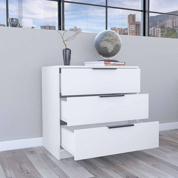 Knubmt 3 Drawers Dresser Storage Cabinet for Home, Bedroom, White
